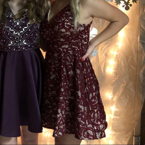 Maroon Winter Formal Dress - Picture 4 of 4